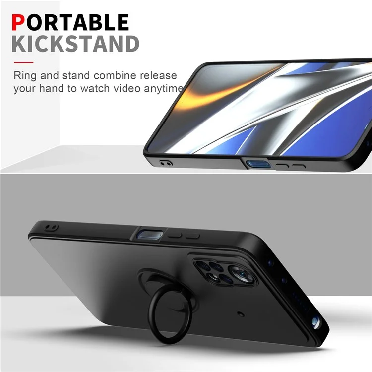 Custodia TPU gommata per Xiaomi Poco X4 Pro 5G Custodia protettiva con anello supporto shock-proof anti-caduta Custodia per telefono - Zaffiro