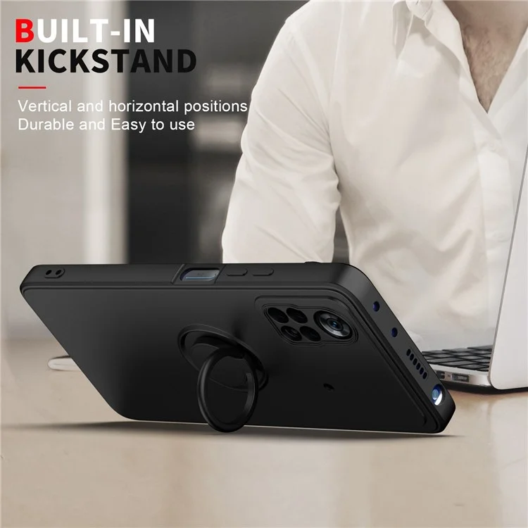 Custodia TPU gommata per Xiaomi Poco X4 Pro 5G Custodia protettiva con anello supporto shock-proof anti-caduta Custodia per telefono - Zaffiro
