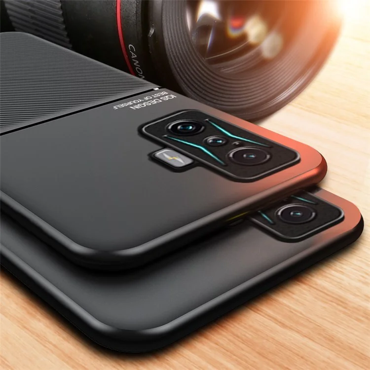 Étui Mince Pour Xiaomi Poco F4 gt / Redmi K50 Gaming Protective Phone Lignes de Boîtier Imprimé en Cuir PU TPU Couverture Avec Feuille de Métaux Intégrée - Rouge