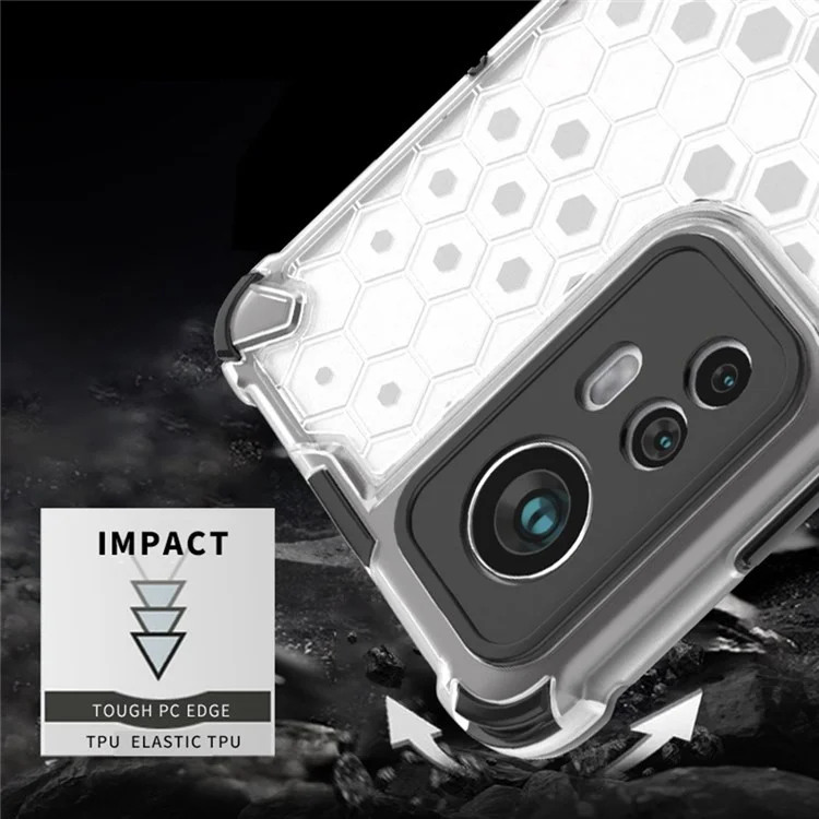 Funda protectora texturizada en panal de abeja para Xiaomi 12 5G/12X 5G/12S 5G, cubierta híbrida de TPU blando + PC duro - Gris