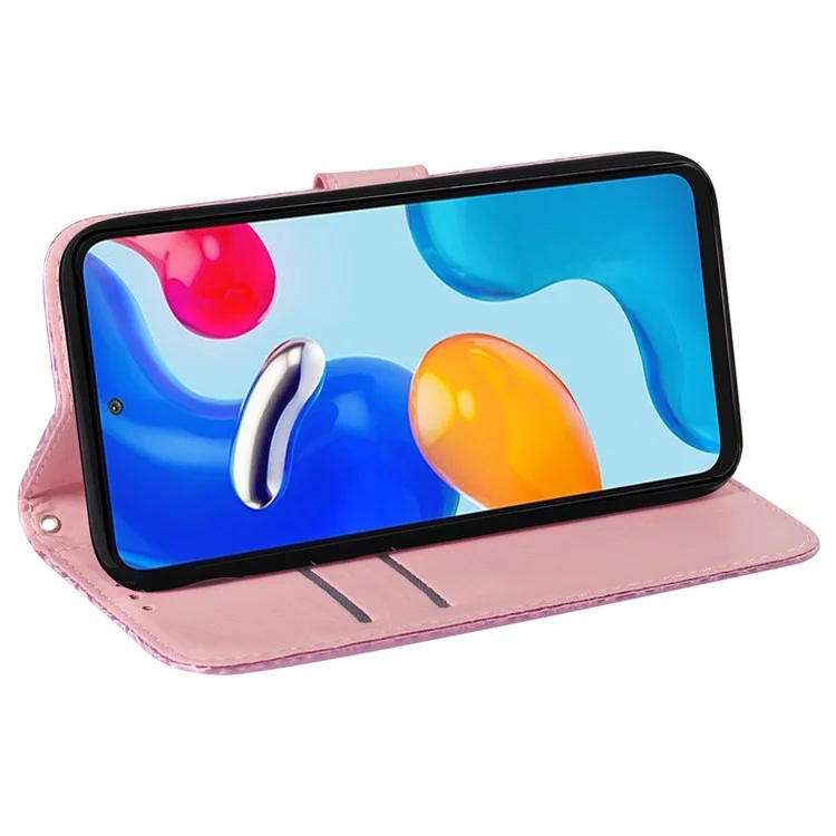 For Xiaomi Redmi 10C 4G Dazzling Flower Pattern Phone Cover with Magnetic Clasp PU Leather + TPU Full Protection Phone Case - Pink