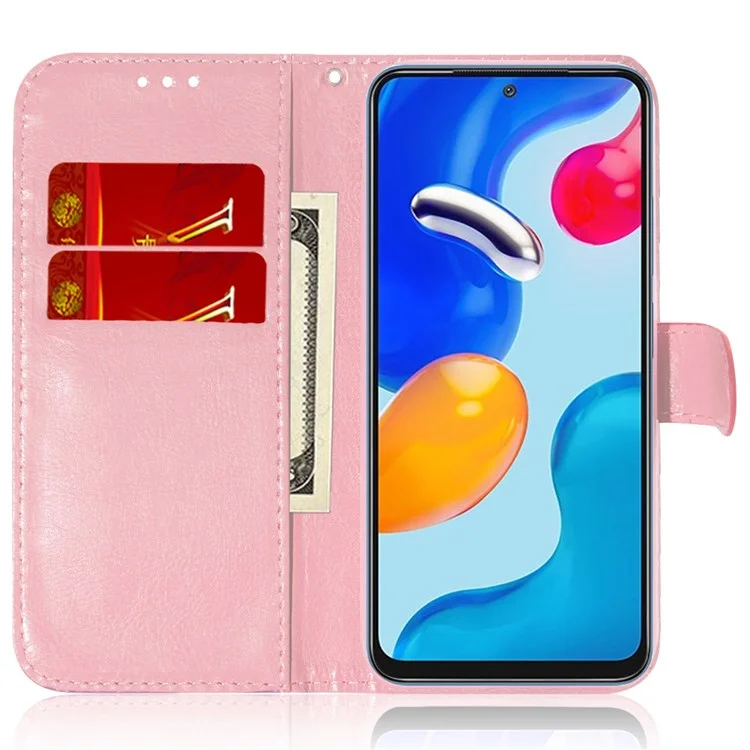 For Xiaomi Redmi 10C 4G Dazzling Flower Pattern Phone Cover with Magnetic Clasp PU Leather + TPU Full Protection Phone Case - Pink