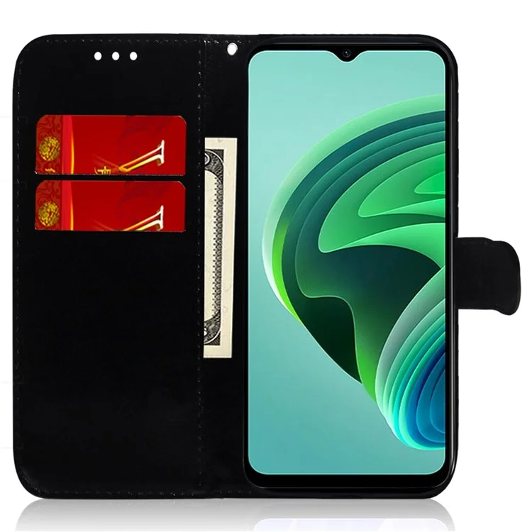 Pour Xiaomi Redmi 10A Coque de protection pour téléphone anti-chocs Motif fleur scintillante Coque de protection en cuir magnétique résistante à l'usure avec support portefeuille - Violet