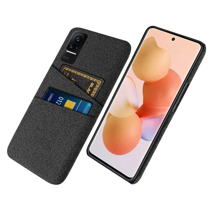 Stoff + PC Hartes Telefongehäuse Für Xiaomi Civi 1s, Stofftextur Dual-karten-slots Drop-proof-abdeckung - Schwarz