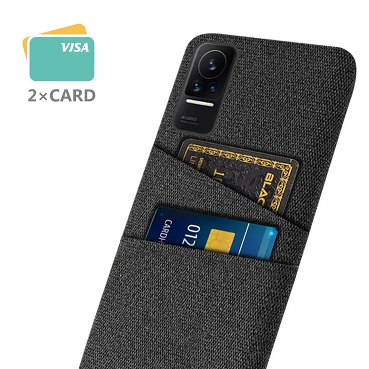 Stoff + PC Hartes Telefongehäuse Für Xiaomi Civi 1s, Stofftextur Dual-karten-slots Drop-proof-abdeckung - Schwarz
