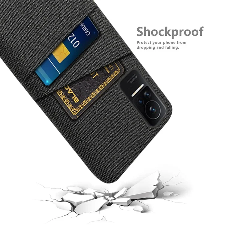 Stoff + PC Hartes Telefongehäuse Für Xiaomi Civi 1s, Stofftextur Dual-karten-slots Drop-proof-abdeckung - Schwarz