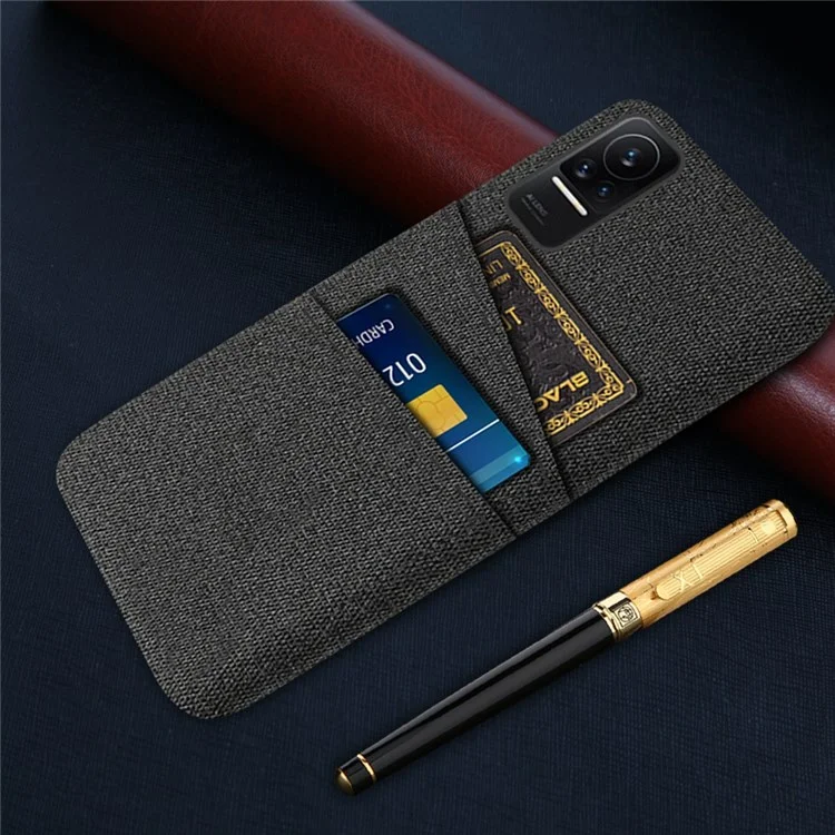 Stoff + PC Hartes Telefongehäuse Für Xiaomi Civi 1s, Stofftextur Dual-karten-slots Drop-proof-abdeckung - Schwarz
