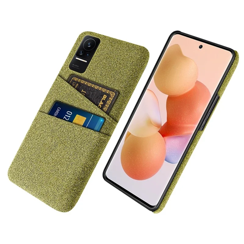 Cloth + PC Hard Phone Case for Xiaomi Civi 1S, Cloth Texture Dual Card Slots Drop-proof Cover - Yellow