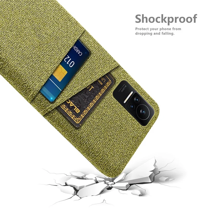 Cloth + PC Hard Phone Case for Xiaomi Civi 1S, Cloth Texture Dual Card Slots Drop-proof Cover - Yellow