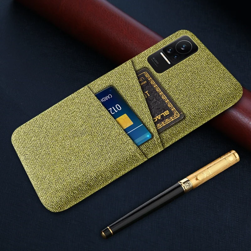 Cloth + PC Hard Phone Case for Xiaomi Civi 1S, Cloth Texture Dual Card Slots Drop-proof Cover - Yellow