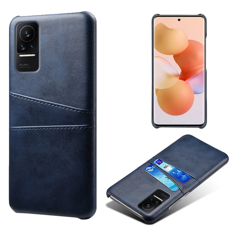 For Xiaomi Civi 1S Phone Case Well-protected Thin Card Slots Back Case PU Leather Coated Hard PC Cover - Blue