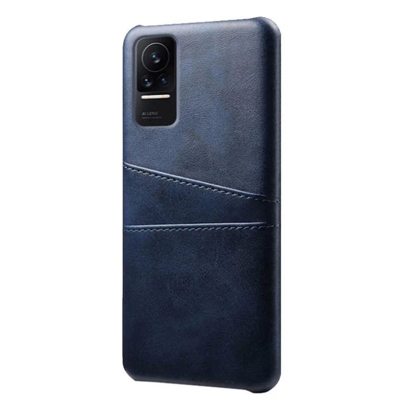 For Xiaomi Civi 1S Phone Case Well-protected Thin Card Slots Back Case PU Leather Coated Hard PC Cover - Blue