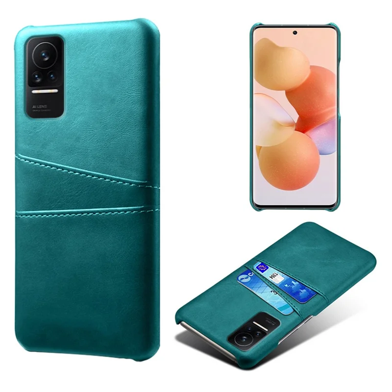 For Xiaomi Civi 1S Phone Case Well-protected Thin Card Slots Back Case PU Leather Coated Hard PC Cover - Green