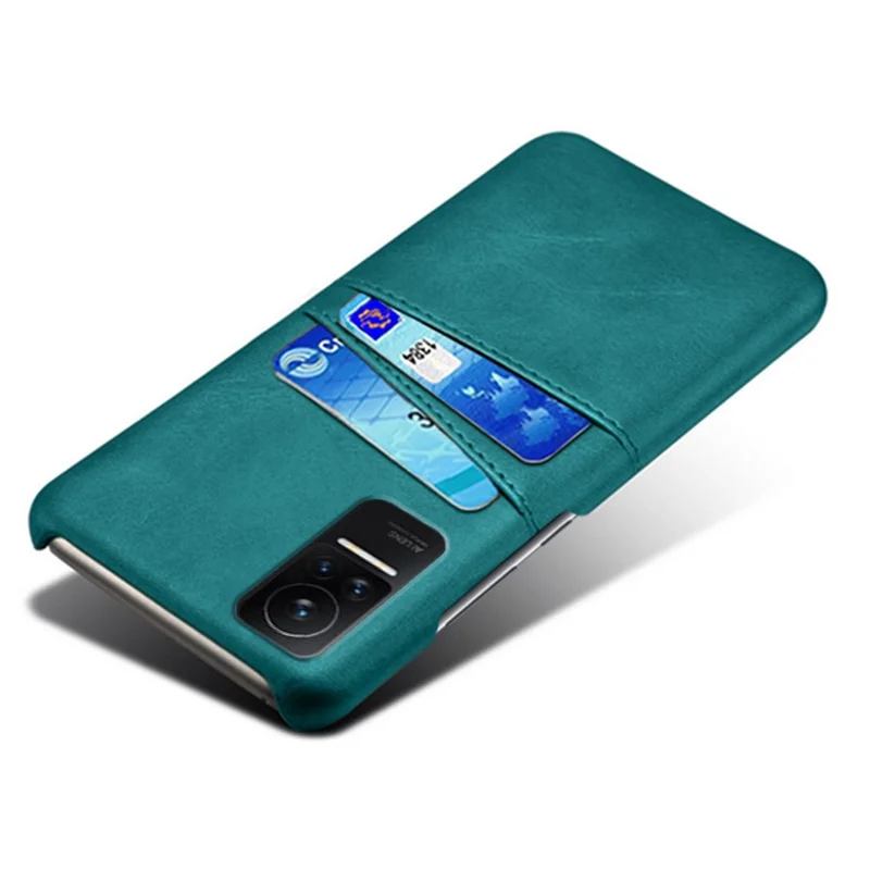For Xiaomi Civi 1S Phone Case Well-protected Thin Card Slots Back Case PU Leather Coated Hard PC Cover - Green