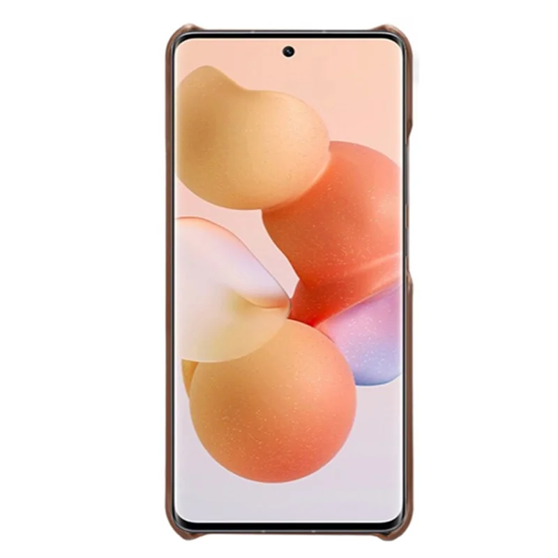 For Xiaomi Civi 1S Phone Case Well-protected Thin Card Slots Back Case PU Leather Coated Hard PC Cover - Brown