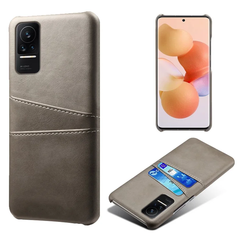 For Xiaomi Civi 1S Phone Case Well-protected Thin Card Slots Back Case PU Leather Coated Hard PC Cover - Grey