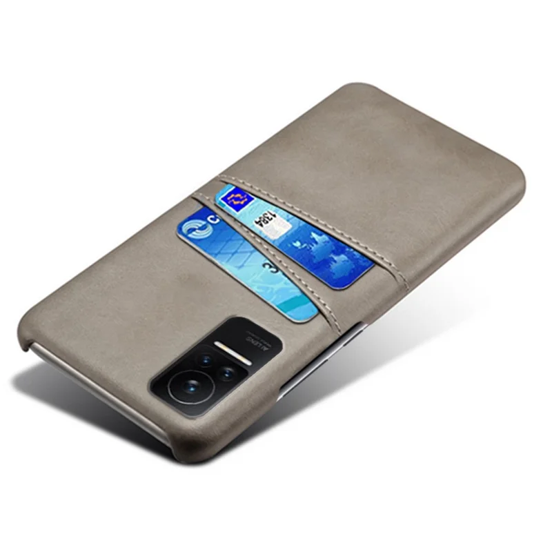 For Xiaomi Civi 1S Phone Case Well-protected Thin Card Slots Back Case PU Leather Coated Hard PC Cover - Grey