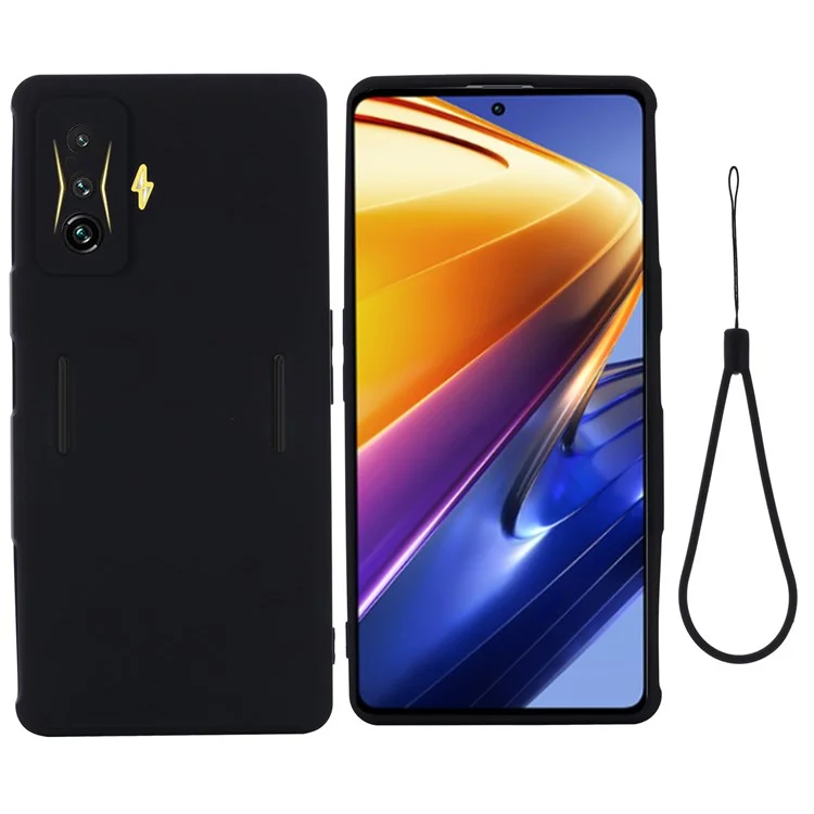 Pour Xiaomi Poco F4 gt / Redmi K50 Gaming Liquid Silicone Téléphone Anti-Scratch Soft Microfiber Lowning Camera Protection Back - le Noir