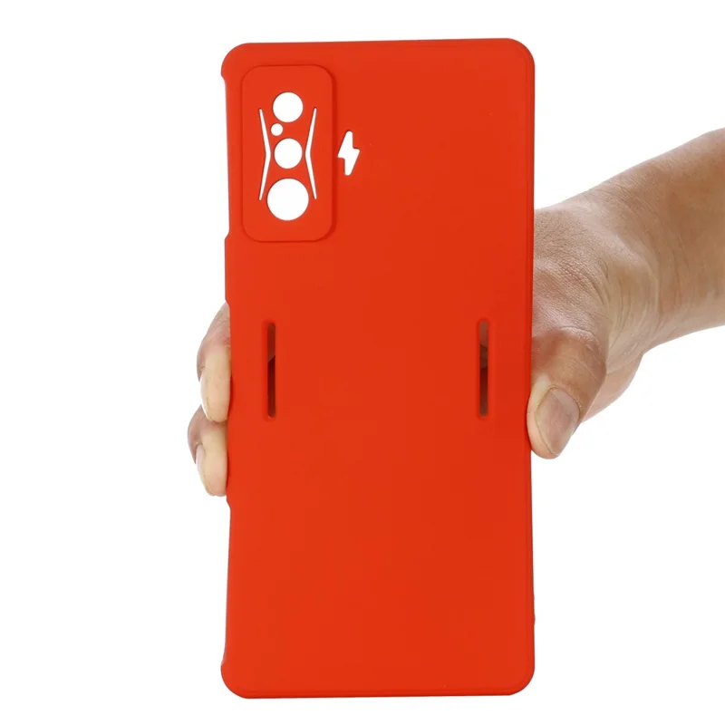 For Xiaomi Poco F4 GT/Redmi K50 Gaming Liquid Silicone Phone Case Anti-Scratch Soft Microfiber Lining Camera Protection Back Cover - Red