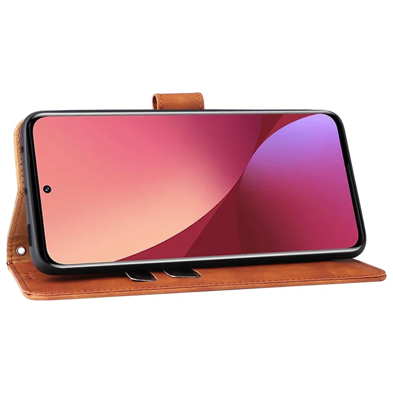 For Xiaomi 12 Lite Anti-scratch PU Leather Wallet Phone Case Stand Magnetic Closure Skin-touch Feeling Shockproof Flip Cover - Brown
