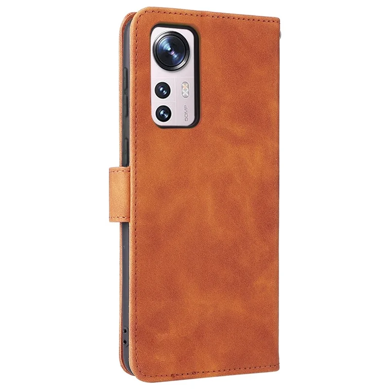 For Xiaomi 12 Lite Anti-scratch PU Leather Wallet Phone Case Stand Magnetic Closure Skin-touch Feeling Shockproof Flip Cover - Brown