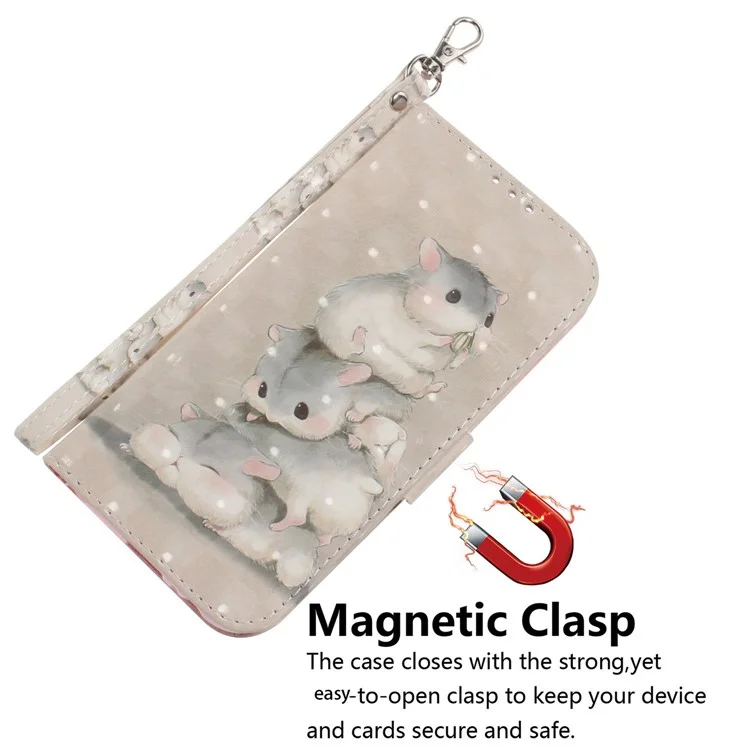 For Xiaomi 12 5G/12X 5G/12S 5G Flip PU Leather Book Wallet Case 3D Pattern Printing Magnetic Closure Stand Phone Cover with Strap - Stacking Squirrels