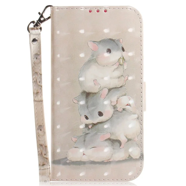 For Xiaomi 12 5G/12X 5G/12S 5G Flip PU Leather Book Wallet Case 3D Pattern Printing Magnetic Closure Stand Phone Cover with Strap - Stacking Squirrels