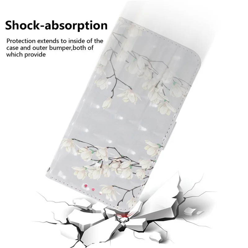 For Xiaomi 12 5G/12X 5G/12S 5G Flip PU Leather Book Wallet Case 3D Pattern Printing Magnetic Closure Stand Phone Cover with Strap - Magnolia