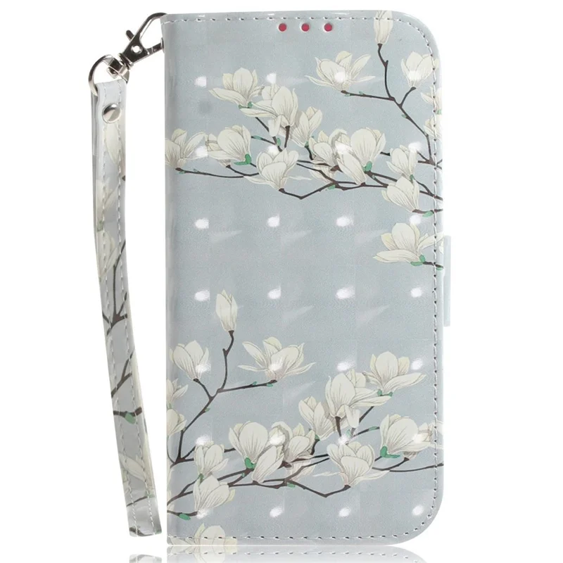 For Xiaomi 12 5G/12X 5G/12S 5G Flip PU Leather Book Wallet Case 3D Pattern Printing Magnetic Closure Stand Phone Cover with Strap - Magnolia