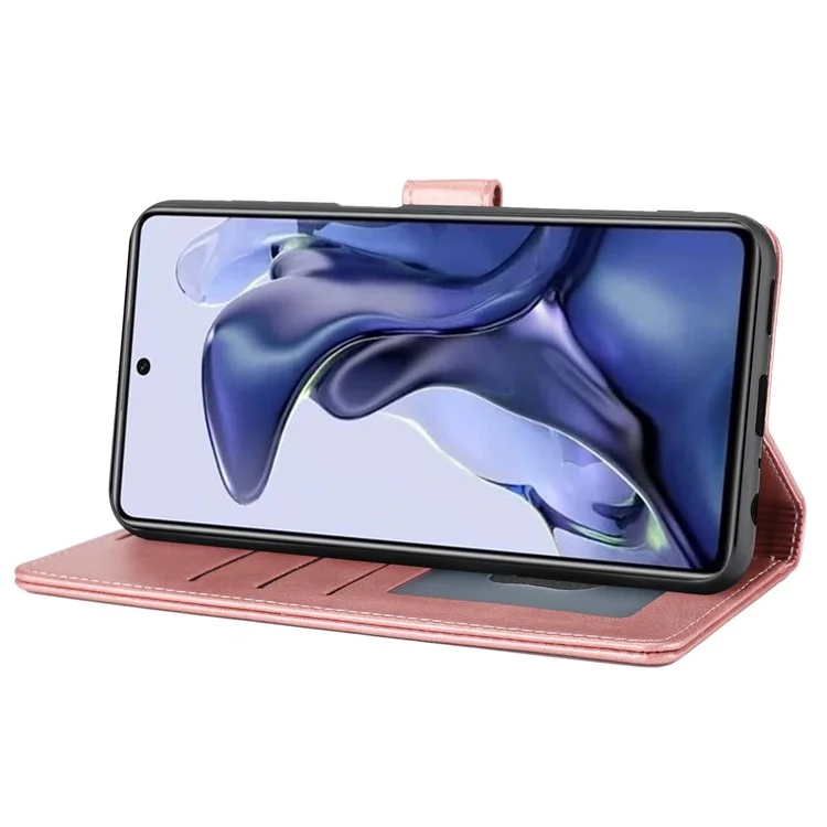 Für Xiaomi Poco X4 Pro 5G Gut geschützter, kratzfester Patchwork-Lederhülle mit Geldbörse, Ständer und Magnetschutz - Pink