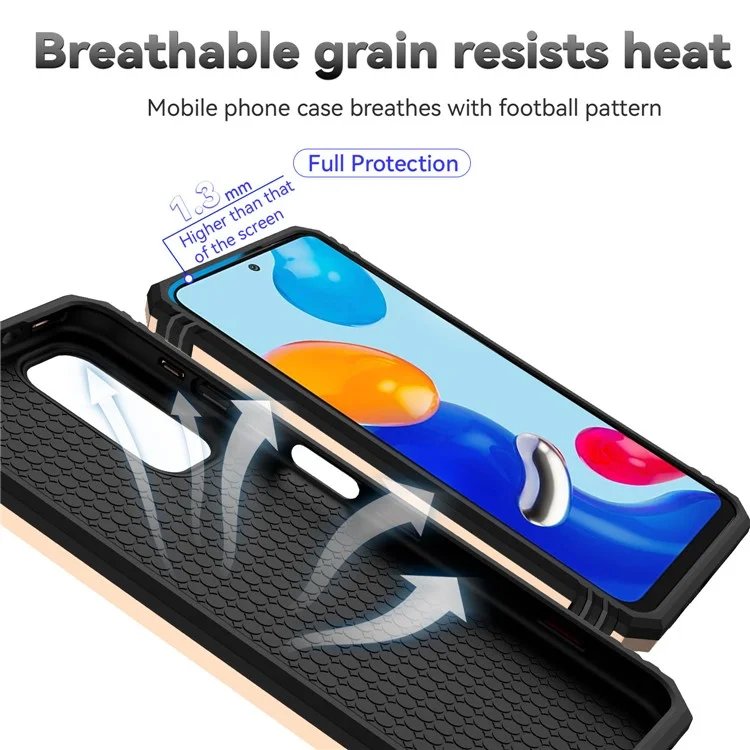 For Xiaomi Redmi Note 11 4G (Qualcomm) / Redmi Note 11S 4G Case PC+TPU Kickstand Phone Cover with Slide Camera Lid - Gold