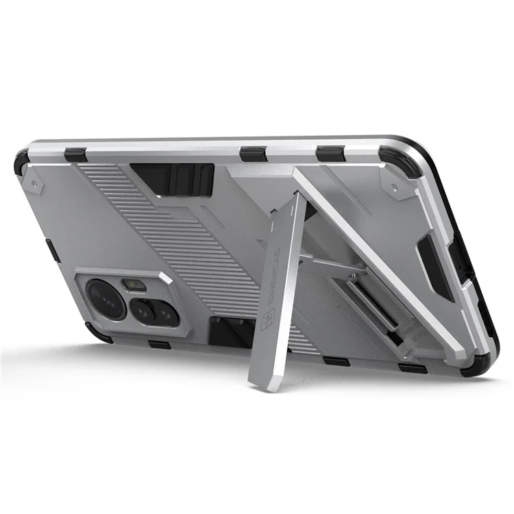 Pour Xiaomi 12 Lite 5G Coque de protection antichoc Coque de téléphone en TPU+PC avec support - Blanc