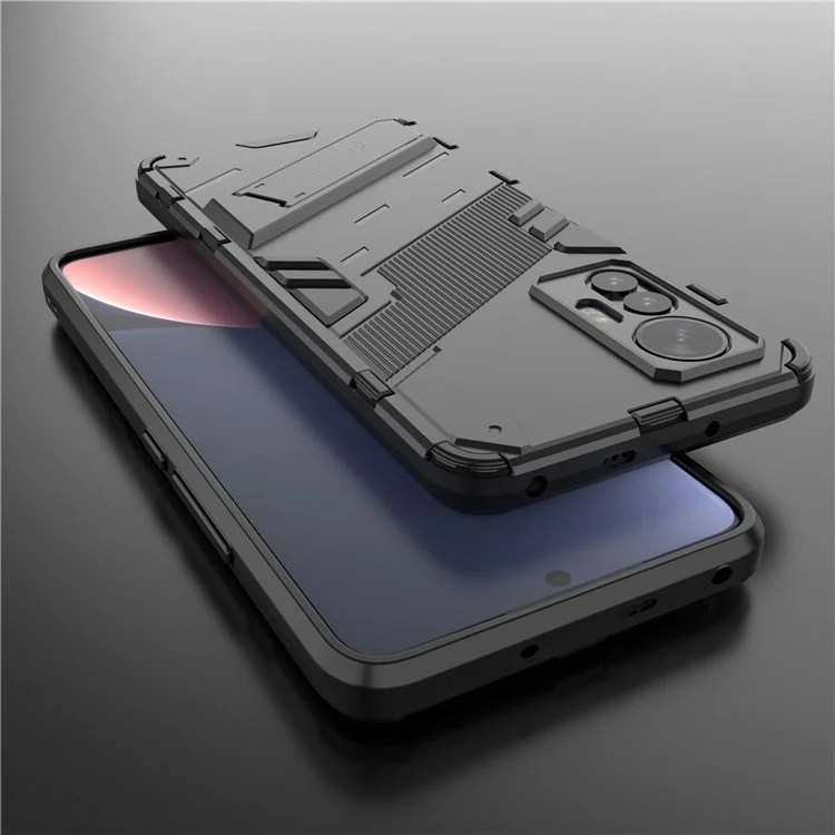 Pour Xiaomi 12 Lite 5G Coque de protection antichoc en TPU+PC avec support - Noir
