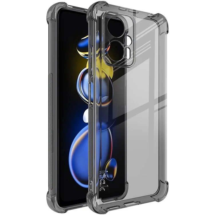 IMAK для Xiaomi Redmi Note 11T Pro 5G / Note 11T Pro+ 5G / Poco X4 GT 5G / Redmi K50i 5G Полная защита Мягкий чехол из TPU Воздушная подушка Конструкция Ударопрочный чехол с защитной пленкой для экрана - Прозрачный черный