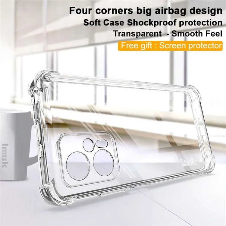 IMAK pour Xiaomi Redmi Note 11T Pro 5G / Note 11T Pro+ 5G / Poco X4 GT 5G / Redmi K50i 5G Coque de protection complète en TPU souple avec design airbag, protection antichoc avec protecteur d'écran - Transparent
