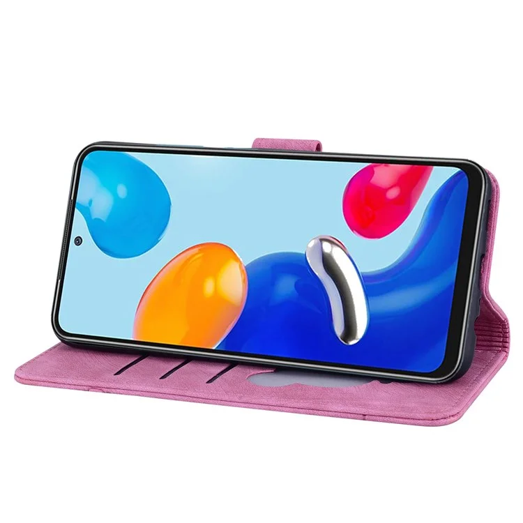 Für Xiaomi Redmi Note 12 Pro 4G / 11 Pro 4G (MediaTek) / Note 11 Pro 5G (Qualcomm) / Note 11 Pro+ 5G (Indien) / Note 11E Pro Brieftasche Hülle Kirschblüten-Katze Geprägt PU-Leder Ständer Klapphülle mit Riemen - Rose