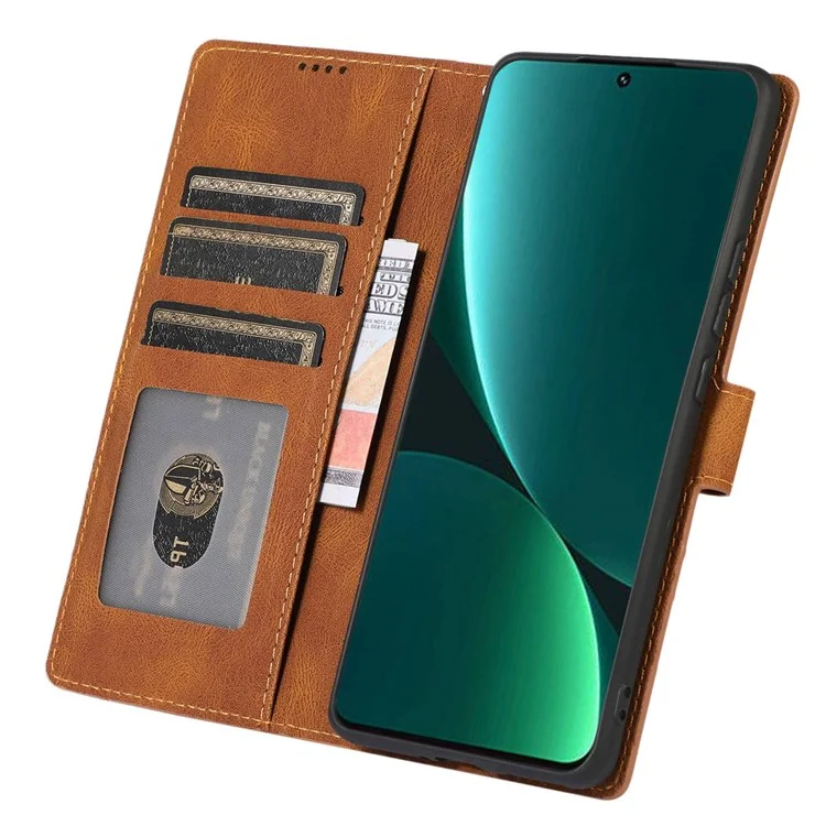 For Xiaomi 12 Pro 5G/12S Pro 5G/12 Pro (Dimensity) 5G Shock Resistant Flip Leather Wallet Case Magnetic Anti-scratch Cover Stand with Wrist Strap - Brown