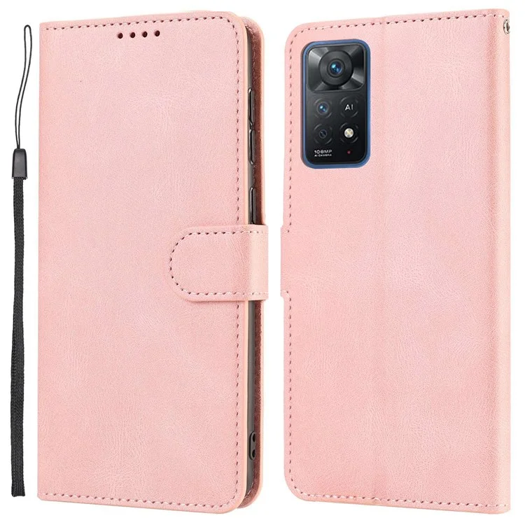 Für Xiaomi Redmi Anmerkung 11 Pro 4G (MediaTek)/Note 11 Pro 5G (Qualcomm)/Note 11 Pro+ 5G (indien)/note 11E Pro Leder Flip Case Wallet Wallet Magnet -ständer Cover Mit Riemen - Rosa