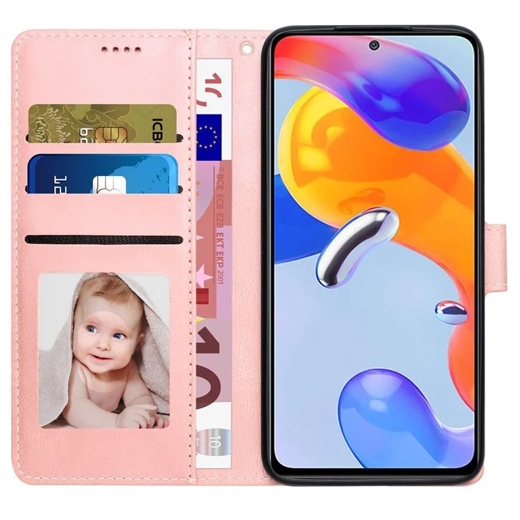 Für Xiaomi Redmi Anmerkung 11 Pro 4G (MediaTek)/Note 11 Pro 5G (Qualcomm)/Note 11 Pro+ 5G (indien)/note 11E Pro Leder Flip Case Wallet Wallet Magnet -ständer Cover Mit Riemen - Rosa