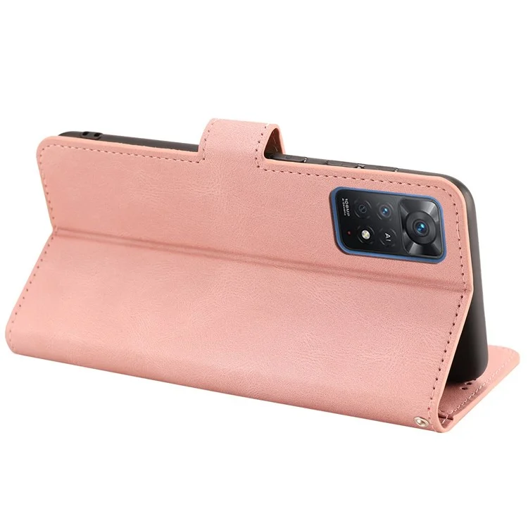 Für Xiaomi Redmi Anmerkung 11 Pro 4G (MediaTek)/Note 11 Pro 5G (Qualcomm)/Note 11 Pro+ 5G (indien)/note 11E Pro Leder Flip Case Wallet Wallet Magnet -ständer Cover Mit Riemen - Rosa