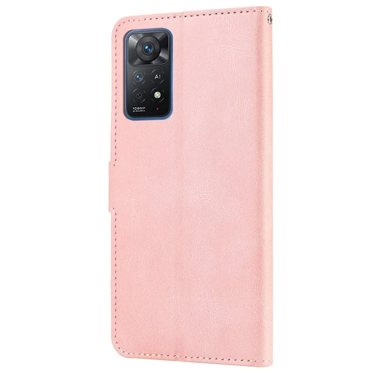 Für Xiaomi Redmi Anmerkung 11 Pro 4G (MediaTek)/Note 11 Pro 5G (Qualcomm)/Note 11 Pro+ 5G (indien)/note 11E Pro Leder Flip Case Wallet Wallet Magnet -ständer Cover Mit Riemen - Rosa