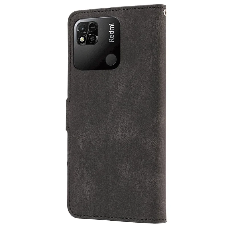Für Xiaomi Redmi 10A Drop-proof-telefonabdeckung PU Leder Brieftasche Magnetschockdicht Mit Handgelenkriemen - Schwarz