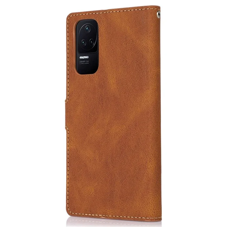 For Xiaomi Redmi K50/K50 Pro Anti-drop Full Protection Flip Leather Wallet Case Magnetic Anti-scratch Cover Stand with Wrist Strap - Brown