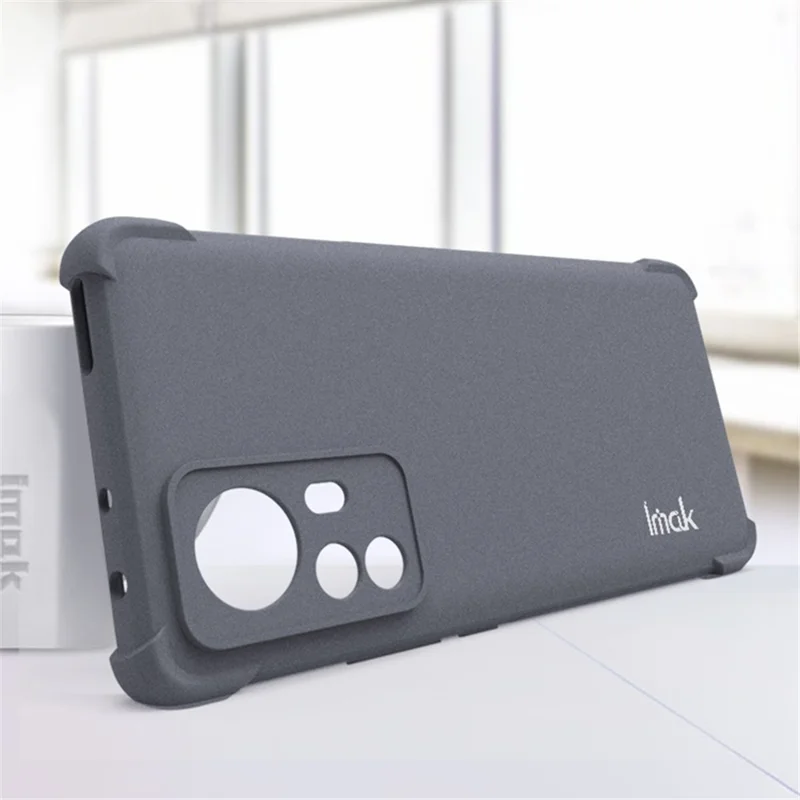 IMAK for Xiaomi 12 Pro 5G/12S Pro 5G/12 Pro (Dimensity) 5G Frosted Soft TPU Case Shockproof Airbag Drop Protection Cover with Screen Protector - Grey
