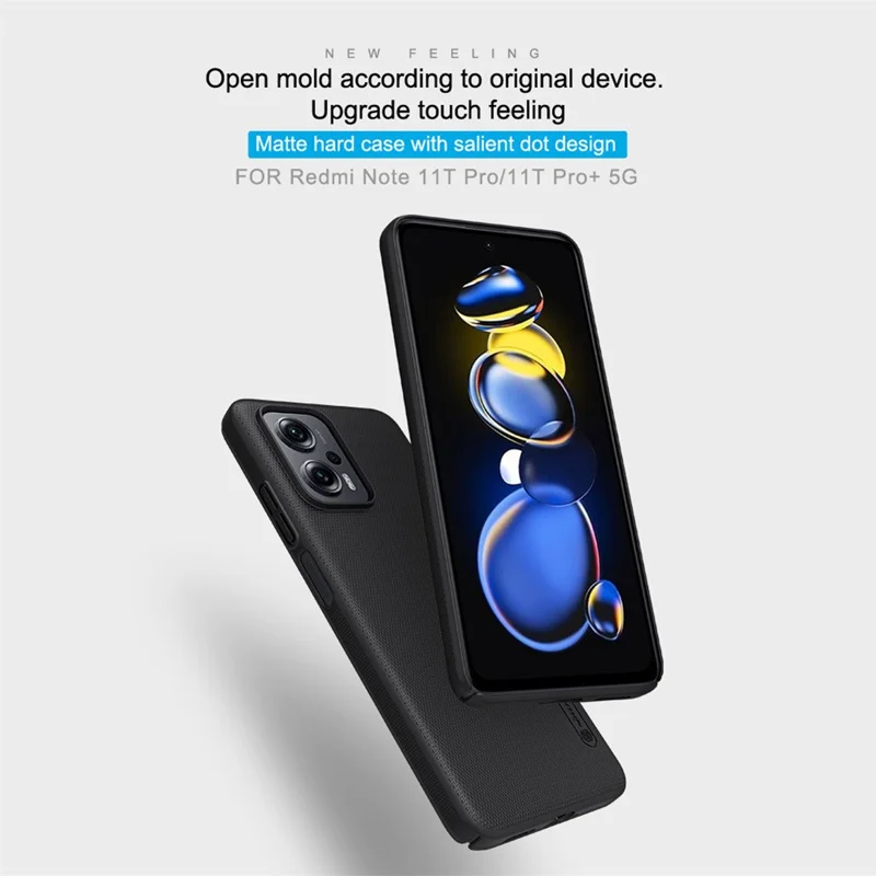 NILLKIN for Xiaomi Redmi Note 11T Pro 5G / Note 11T Pro+ 5G / Note 12T Pro 5G / Poco X4 GT 5G / Redmi K50i 5G Matte Hard PC Phone Cover Case - Black