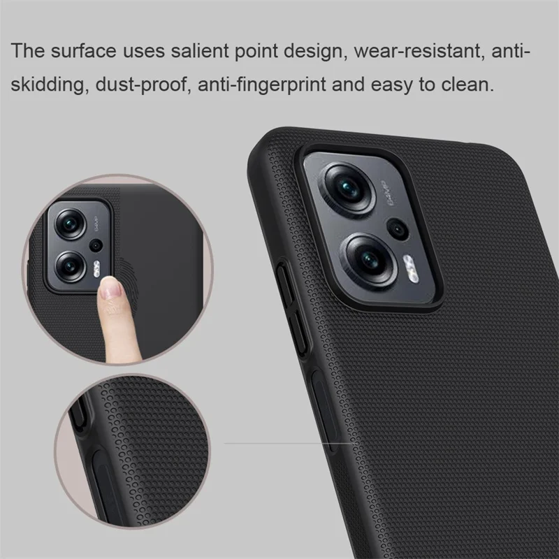 NILLKIN for Xiaomi Redmi Note 11T Pro 5G / Note 11T Pro+ 5G / Note 12T Pro 5G / Poco X4 GT 5G / Redmi K50i 5G Matte Hard PC Phone Cover Case - Black