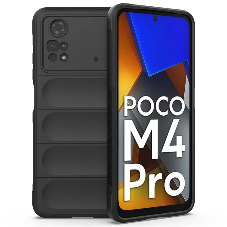 Für Xiaomi Poco M4 Pro 4G Flexible TPU-Hülle, glatt, stoßabsorbierend, schützende Handyhülle - Schwarz