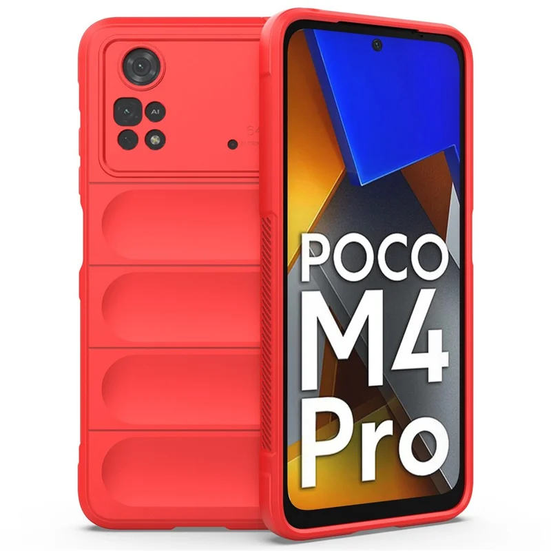 For Xiaomi Poco M4 Pro 4G Flexible TPU Case Smooth Shock-Absorbing Protective Phone Cover - Red