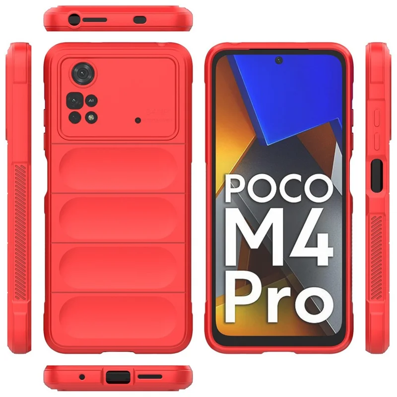 For Xiaomi Poco M4 Pro 4G Flexible TPU Case Smooth Shock-Absorbing Protective Phone Cover - Red