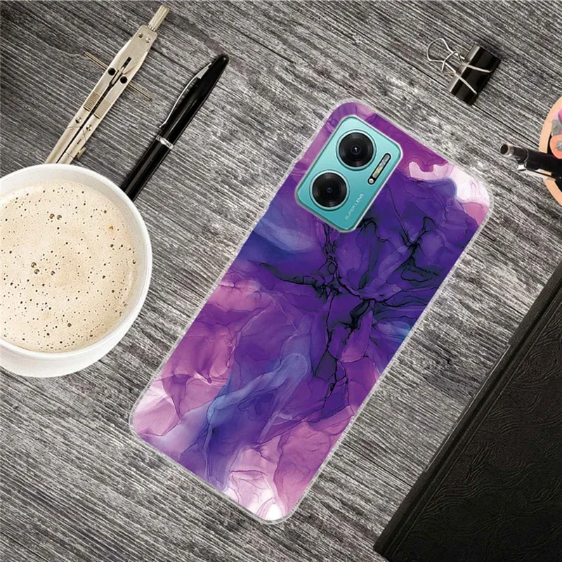For Xiaomi Redmi Note 11E 5G  / 10 5G / 10 Prime+ 5G A Style Marble Pattern Printing Phone Cover Soft TPU Drop Proof IMD Case - Style F